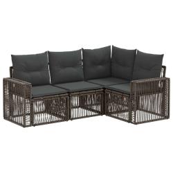 Ensemble de canap&eacute; de jardin 4 pcs Gris et Gris fonc&eacute; polyrotin