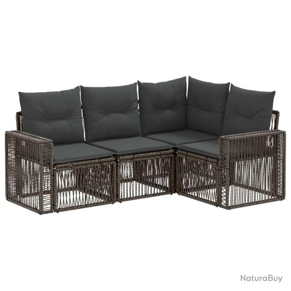 Ensemble de canap� de jardin 4 pcs Gris et Gris fonc� polyrotin