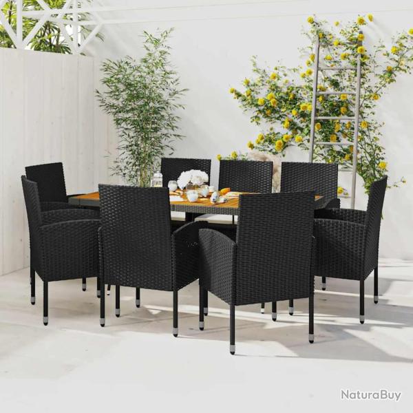 Ensemble � manger d'ext�rieur 9 pcs R�sine tress�e Noir