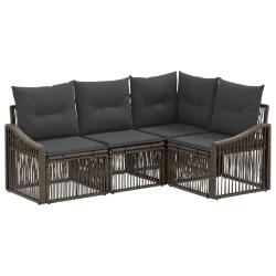 Ensemble de canap&eacute; de jardin 4 pcs Gris polyrotin
