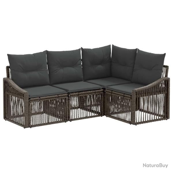 Ensemble de canap� de jardin 4 pcs Gris polyrotin