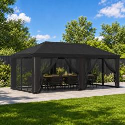 Housse de tonnelle avec murs lat&eacute;raux 6 x 3 m Noir Polyester