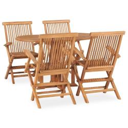 Ensemble &agrave; manger d'ext&eacute;rieur pliable 5 pcs Bois solide de teck
