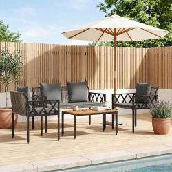 Ensemble de meubles d'ext&eacute;rieur 4 pcs Gris et Gris fonc&eacute;