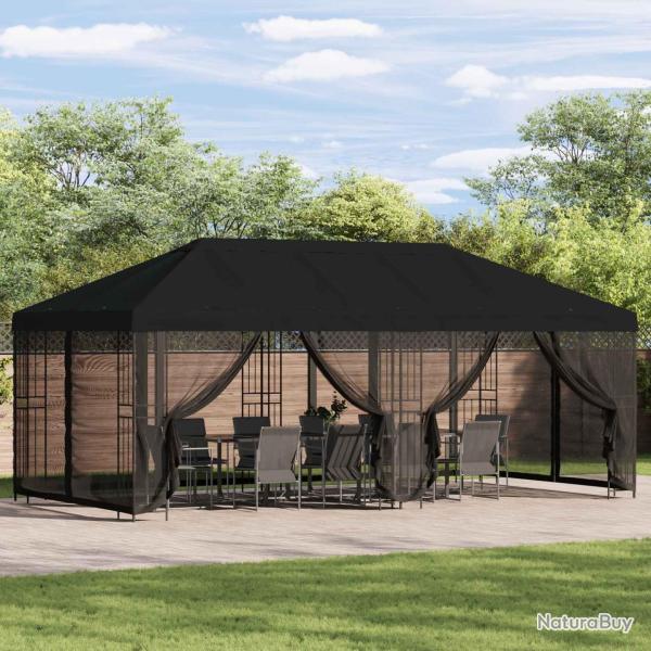 Gazebo avec murs lat�raux 6 x 3 m Noir Polyester et Acier 190