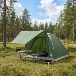 Tente de camping avec toit Vert 4 personnes Polyester et Acier