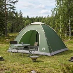 Tente de camping avec toit avec &eacute;vent Vert 335 x 275 x 180 cm