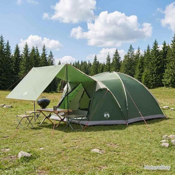 Tente Cabane avec toit Vert 8 personnes Polyester et Acier