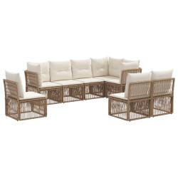 Ensemble de canap&eacute; de jardin 8 pcs Beige polyrotin