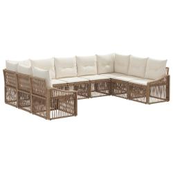 Ensemble de canap&eacute; de jardin 9 pcs Beige polyrotin