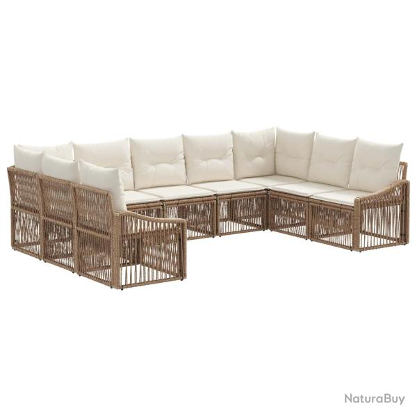 Ensemble de canap� de jardin 9 pcs Beige polyrotin