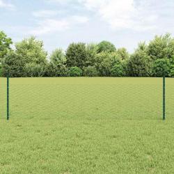 Cl&ocirc;ture hexagonale avec poteau 100 x 0,5 m Vert Maille