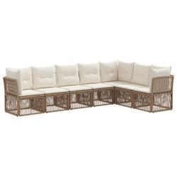 Ensemble de canap&eacute; de jardin 7 pcs Beige polyrotin