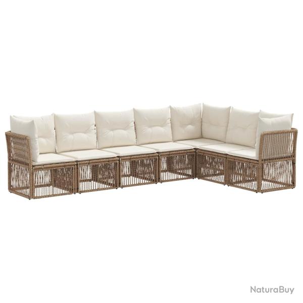 Ensemble de canap� de jardin 7 pcs Beige polyrotin