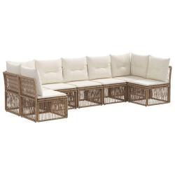 Ensemble de canap&eacute; de jardin 7 pcs Beige polyrotin