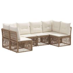 Ensemble de canap&eacute; de jardin 6 pcs Beige polyrotin