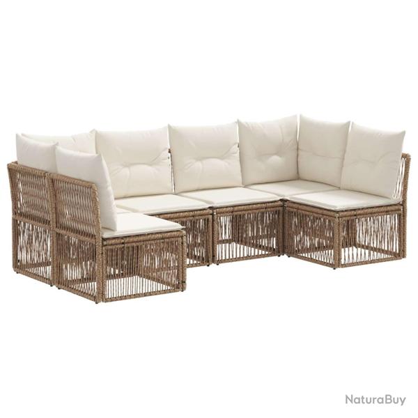 Ensemble de canap� de jardin 6 pcs Beige polyrotin