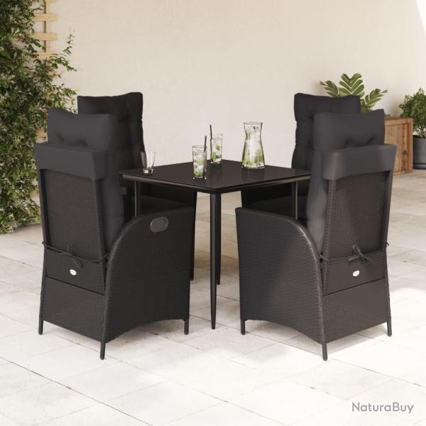 Ensemble � manger de jardin coussins 5pcs Noir R�sine tress�e