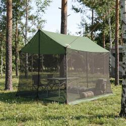 Tarp de camping avec murs en maille Vert 270 x 210 x 210 cm