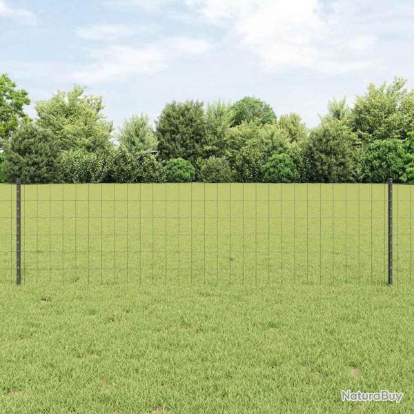 Cl�ture Euro avec poteau 25 x 0,6 m Acier recouvert de PVC Gris