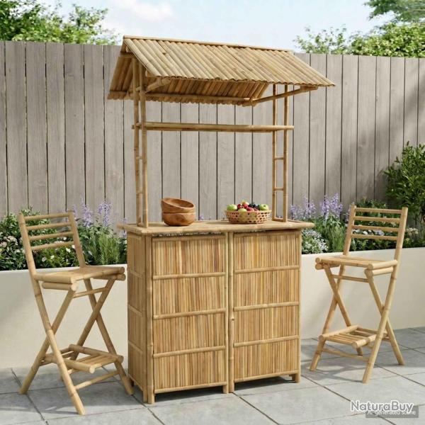 Table de bar ext�rieure Naturel 115 x 95 x 214 cm Bambou
