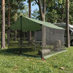Tarp de camping avec murs en maille Vert 340 x 260 x 220 cm