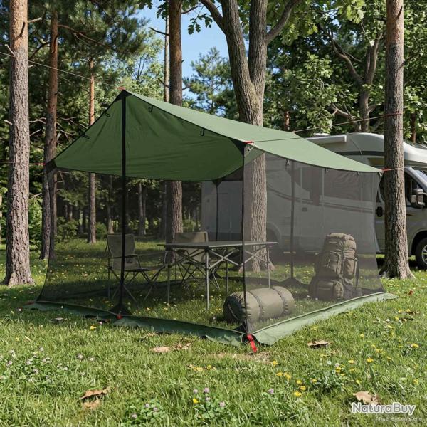 Tarp de camping avec murs en maille Vert 340 x 260 x 220 cm