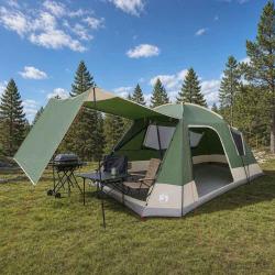 Tente Cabane avec toit Vert 12-Personnes Polyester et Acier