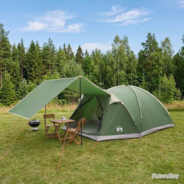 Tente Cabane avec toit Vert 6 personnes Polyester et Acier