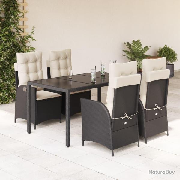 Ensemble � manger de jardin coussins 5pcs Noir R�sine tress�e