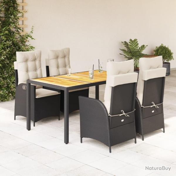 Ensemble � manger de jardin coussins 5pcs Noir R�sine tress�e