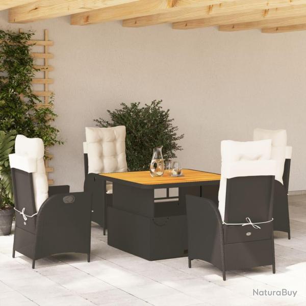 Ensemble � manger de jardin coussins 5pcs Noir R�sine tress�e