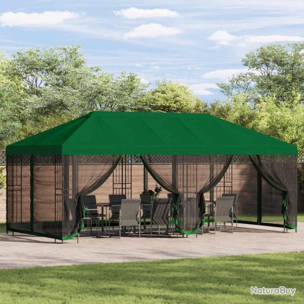 Gazebo avec murs lat�raux 6 x 3 m Vert Polyester et Acier 190