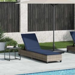Transat avec coussins gris 55 x 200 x 25,5 cm en rotin synth&eacute;tique
