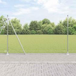 Cl&ocirc;ture hexagonale avec base en b&eacute;ton 50 x 1,5 m Argent&eacute; Maille