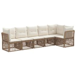 Ensemble de canap&eacute; de jardin 6 pcs Beige polyrotin