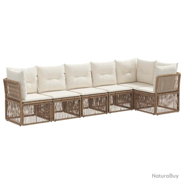 Ensemble de canap� de jardin 6 pcs Beige polyrotin
