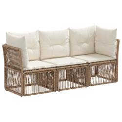 Ensemble de canap&eacute; de jardin 3 pcs Beige polyrotin