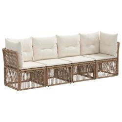 Ensemble de canap&eacute; de jardin 4 pcs Beige polyrotin