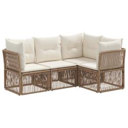 Ensemble de canap&eacute; de jardin 4 pcs Beige polyrotin