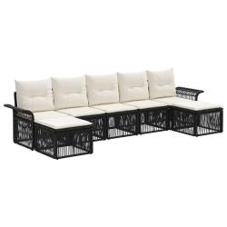 Ensemble de canap&eacute; de jardin 7 pcs Noir polyrotin