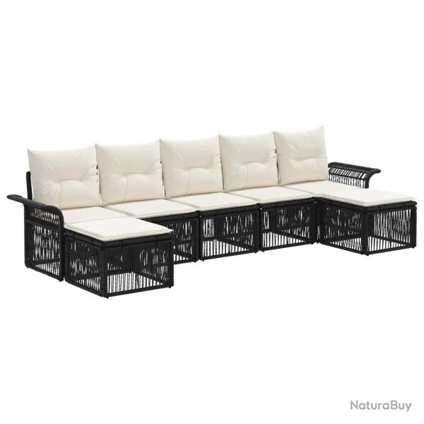 Ensemble de canap� de jardin 7 pcs Noir polyrotin