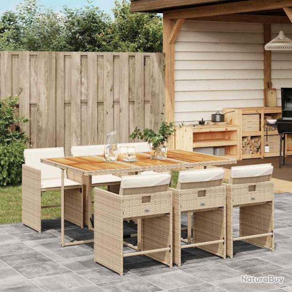 Ensemble � manger de jardin et coussins 7 pcs beige poly rotin