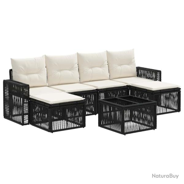 Ensemble de canap� de jardin 7 pcs Noir et blanc cr�me