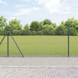 Cl&ocirc;ture en fil soud&eacute; avec base en b&eacute;ton 100 x 0,8 m Gris Maille