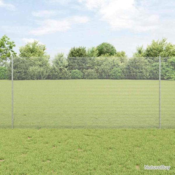 Cl�ture en fil soud� avec poteaux 10 x 1,2 m Acier galvanis�
