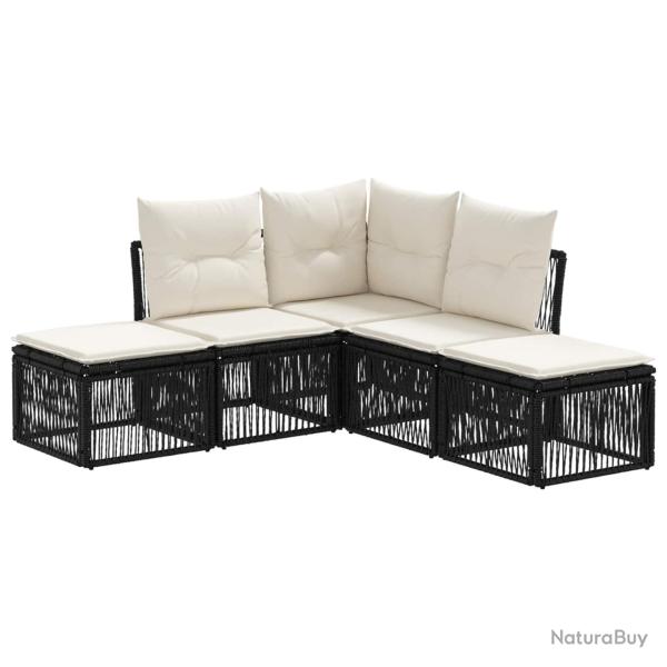 Ensemble de canap� de jardin 5 pcs Noir polyrotin