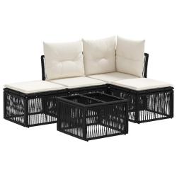 Ensemble de canap&eacute; de jardin 5 pcs Noir polyrotin