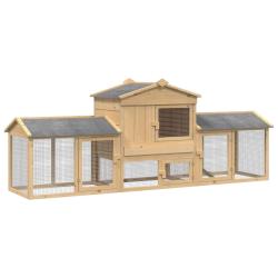 Poulailler 3 pcs Marron Bois de pin massif