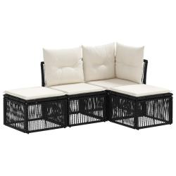 Ensemble de canap&eacute; de jardin 4 pcs Noir polyrotin